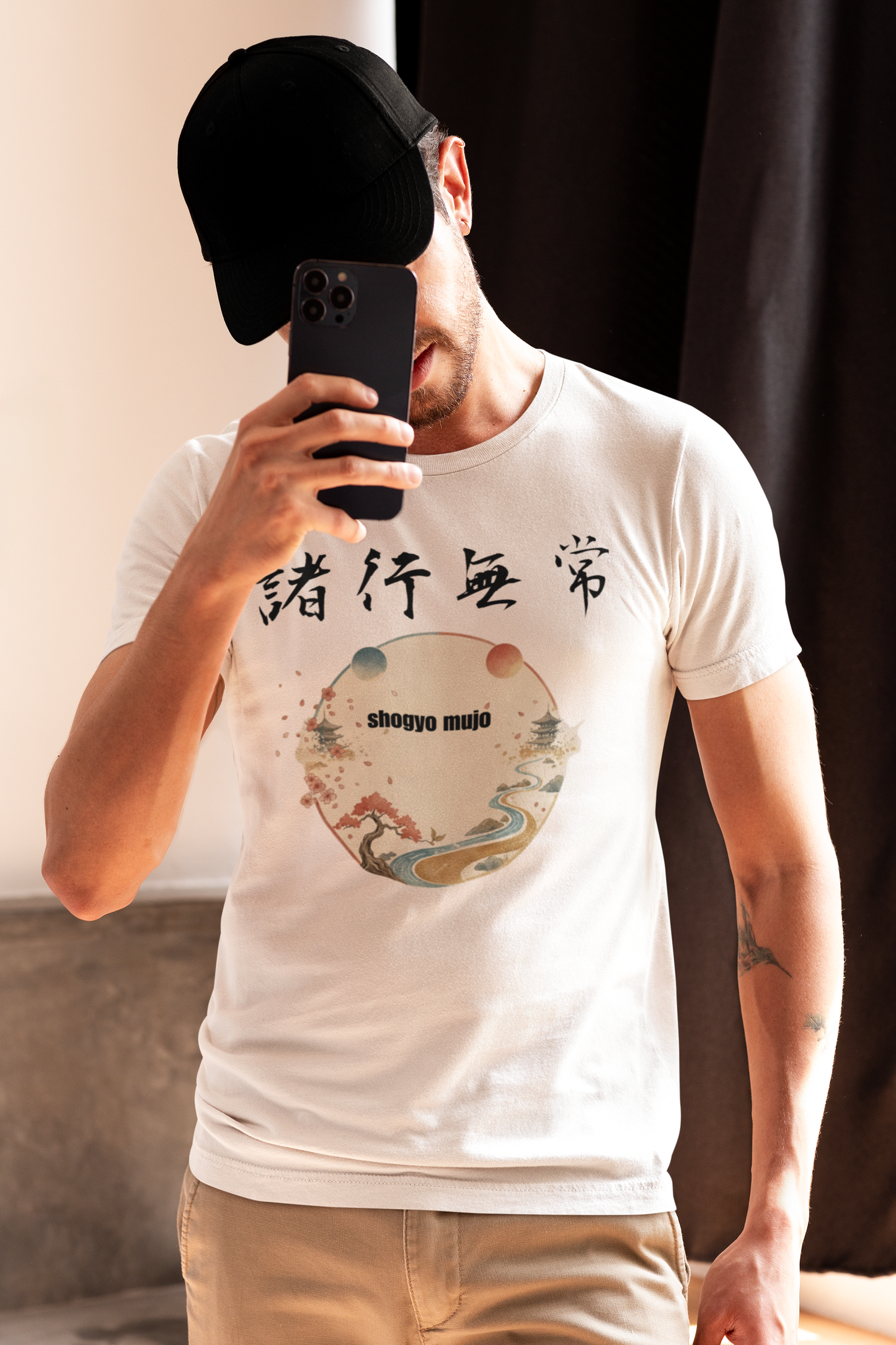 "諸行無常: The Essence of Impermanence" Japanese Kanji T-Shirt - White Edition