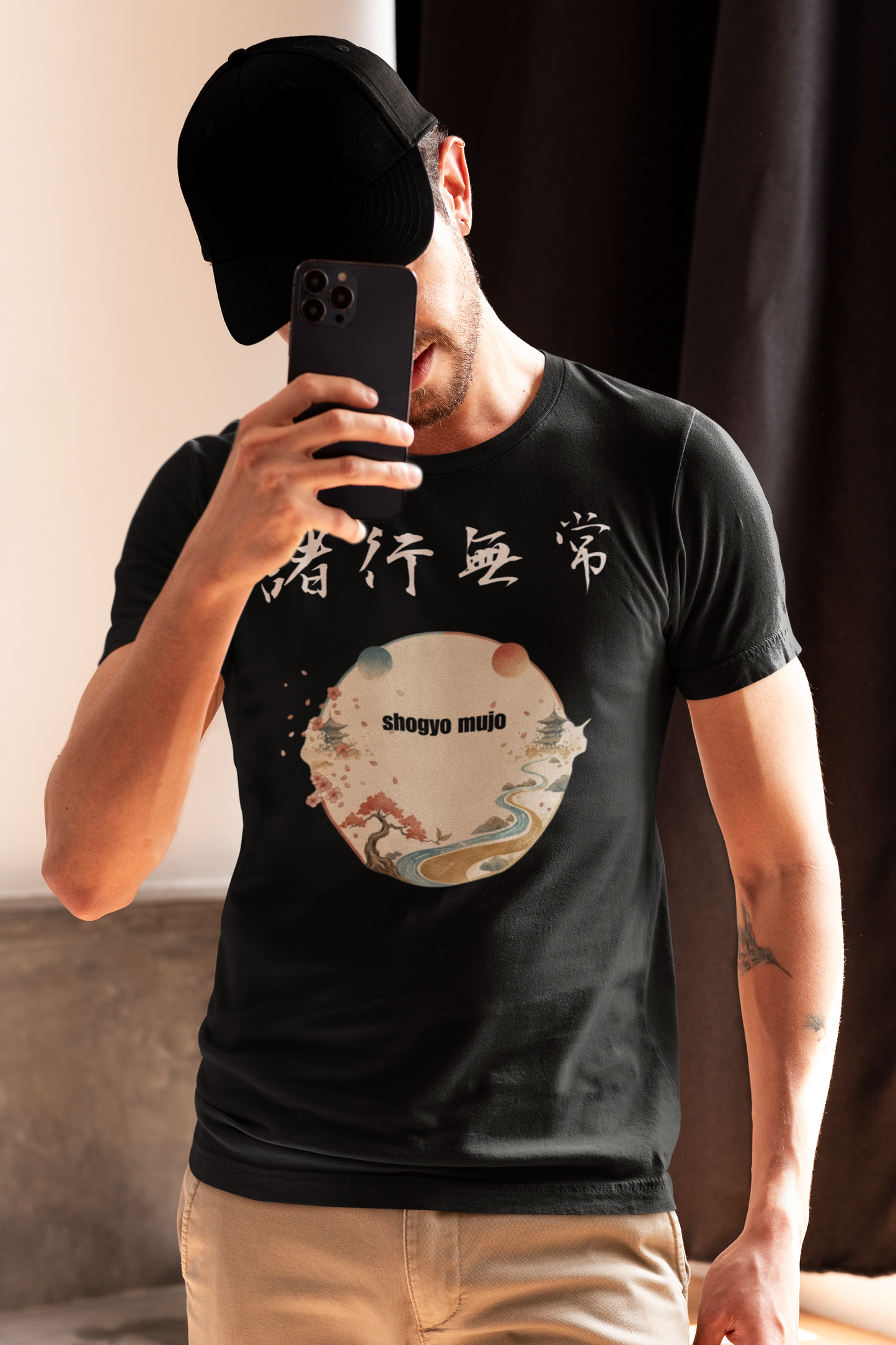 "諸行無常: The Essence of Impermanence" Japanese Kanji T-Shirt - Dark Edition