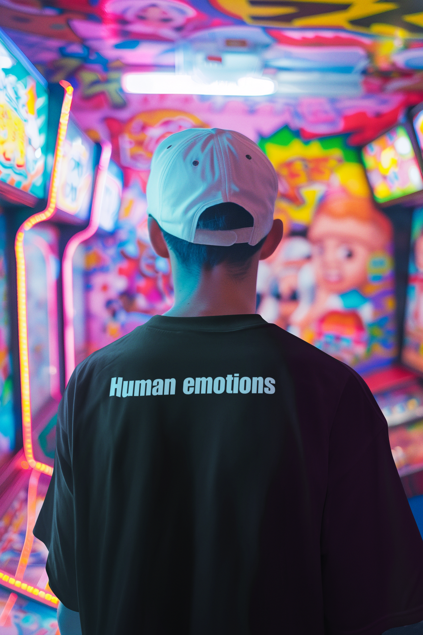”喜怒哀楽”Kidoairaku - Japanese Kanji T-shirt of Human Emotions - Dark Edition　Unisex organic oversized high neck t-shirt 5.9 oz