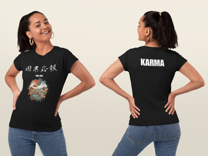 "因果応報:Once-in-a-lifetime encounter "Japanese Kanji T-shirt: Dark Edition