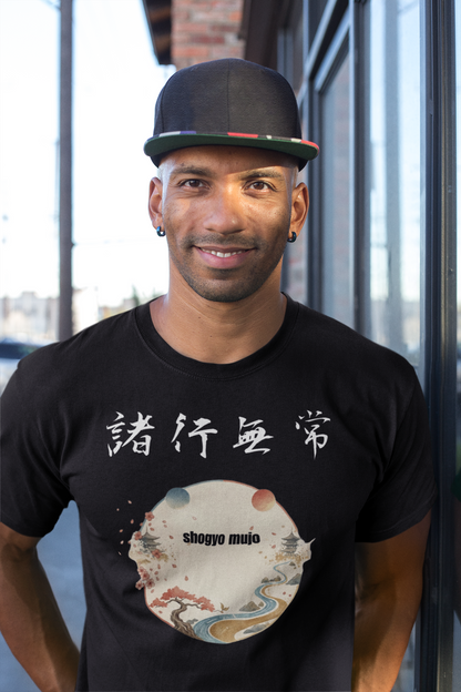 "諸行無常: The Essence of Impermanence" Japanese Kanji T-Shirt - Dark Edition