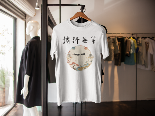 "諸行無常: The Essence of Impermanence" Japanese Kanji T-Shirt - White Edition